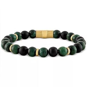 Esquire Green Tiger Eye Bead Stretch Bracelet in 14k Gold-Plated Sterling Silver